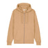 Front view flat lay of women’s latte organic cotton brushed heavyweight 350GSM zip up sweatshirt – Louvóre athleisure apparel